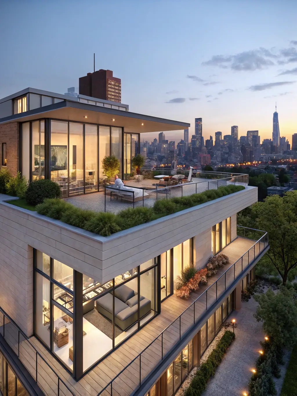 A modern apartment building with a 'For Sale' sign, representing Platinum Dynamics' real estate services.