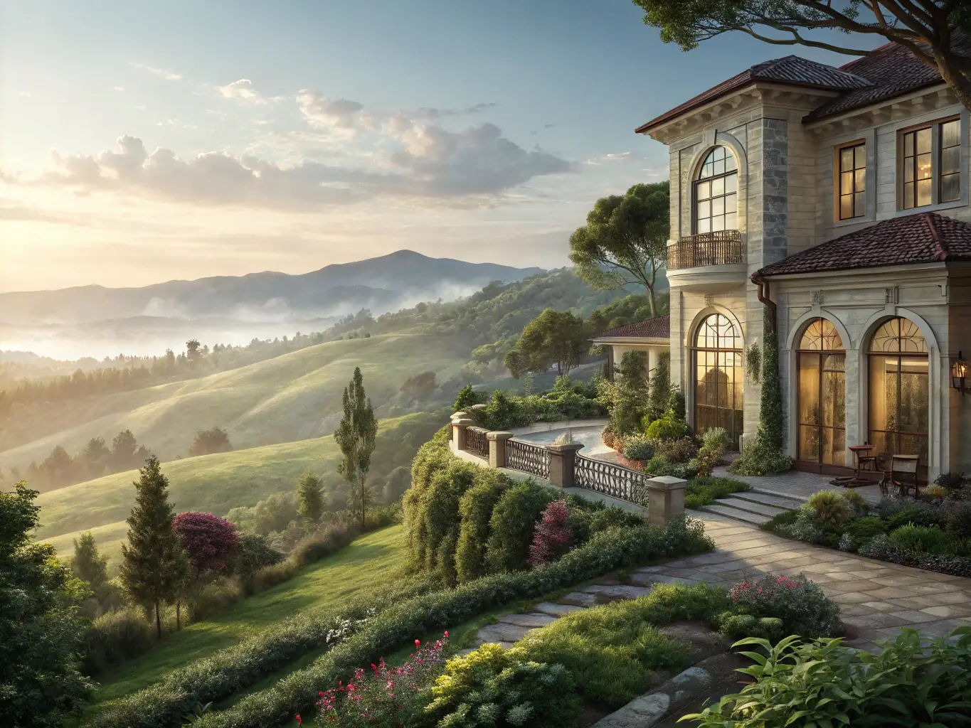 A luxurious modern villa with a swimming pool and ocean view, showcasing high-end real estate managed by Platinum Dynamics.